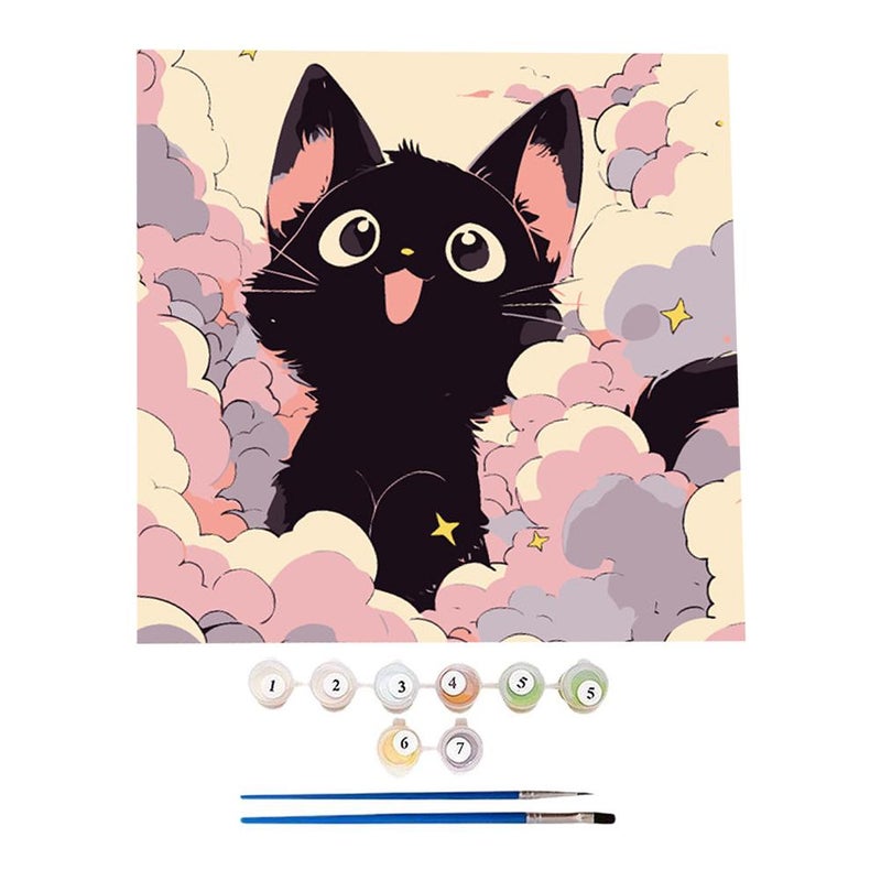 2020 cm Cat Number Oil Painting Cartoon Pattern DIY Handmade Coloring Oil Painting
